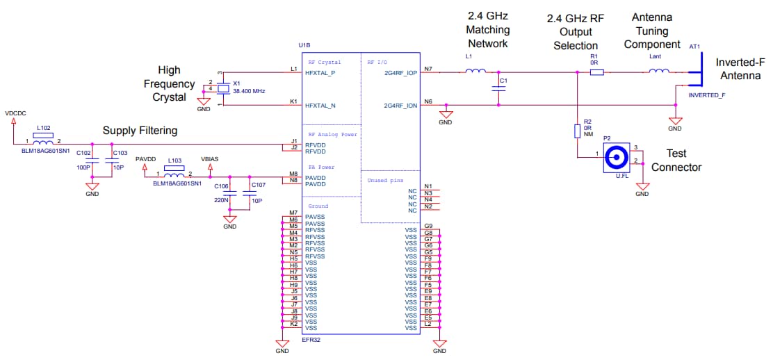 Schaltplan - Silicon Labs BRD4103A EFR32BG12 2,4 GHz 10 dBm Funkboard